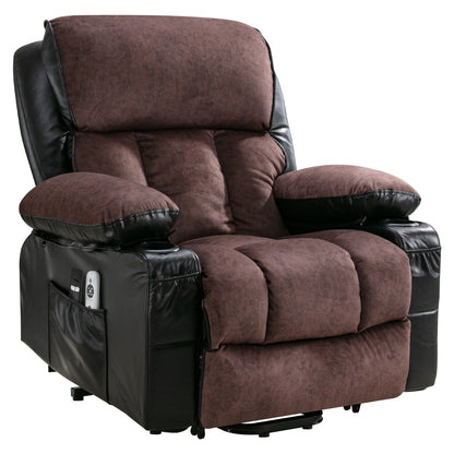 Grand fauteuil inclinable à levage électrique avec fonction de chauffage et massage à 8 points - Télécommande, port USB