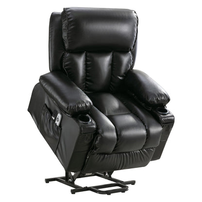 Grand fauteuil inclinable à levage électrique avec fonction de chauffage et massage à 8 points - Télécommande, port USB