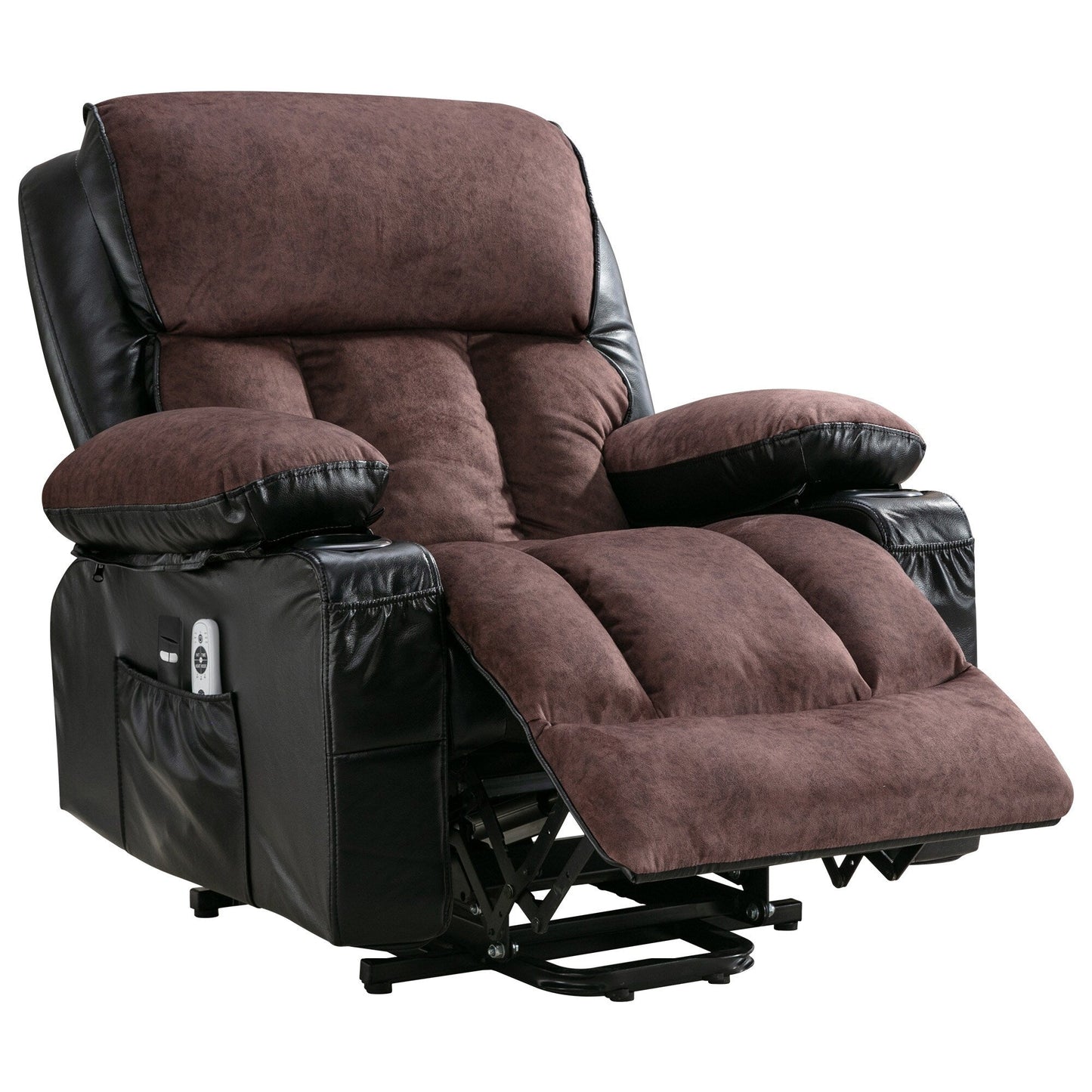 Grand fauteuil inclinable à levage électrique avec fonction de chauffage et massage à 8 points - Télécommande, port USB