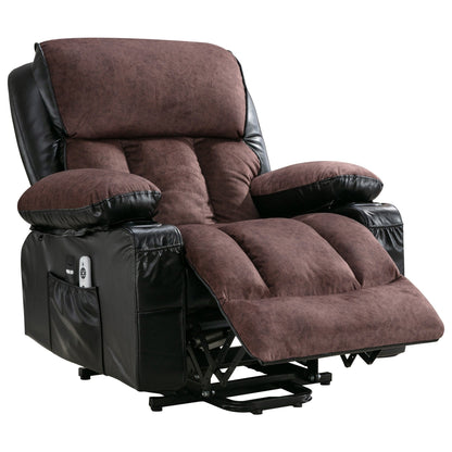 Grand fauteuil inclinable à levage électrique avec fonction de chauffage et massage à 8 points - Télécommande, port USB
