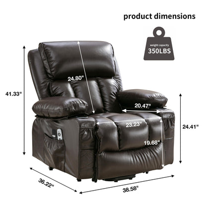 Grand fauteuil inclinable à levage électrique avec fonction de chauffage et massage à 8 points - Télécommande, port USB