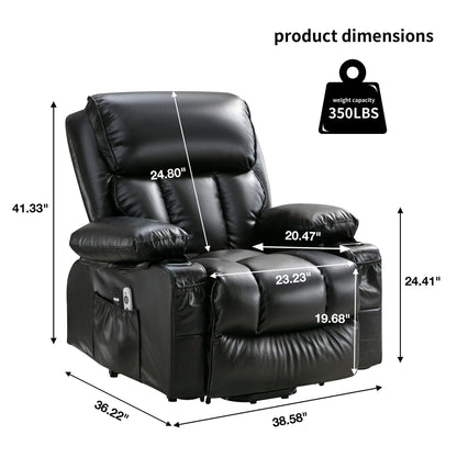 Grand fauteuil inclinable à levage électrique avec fonction de chauffage et massage à 8 points - Télécommande, port USB