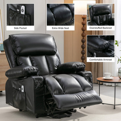 Grand fauteuil inclinable à levage électrique avec fonction de chauffage et massage à 8 points - Télécommande, port USB