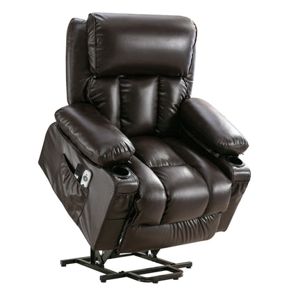 Grand fauteuil inclinable à levage électrique avec fonction de chauffage et massage à 8 points - Télécommande, port USB
