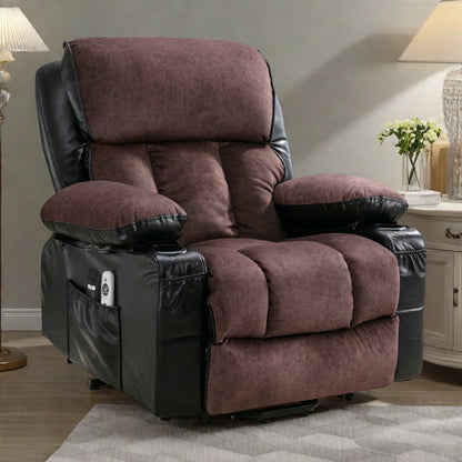 Grand fauteuil inclinable à levage électrique avec fonction de chauffage et massage à 8 points - Télécommande, port USB
