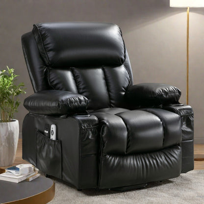 Grand fauteuil inclinable à levage électrique avec fonction de chauffage et massage à 8 points - Télécommande, port USB