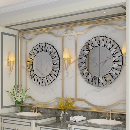 Grand miroir rond décoratif, miroir mural artistique en verre, miroir d'accent - 81 cm (l) x 81 cm (h)