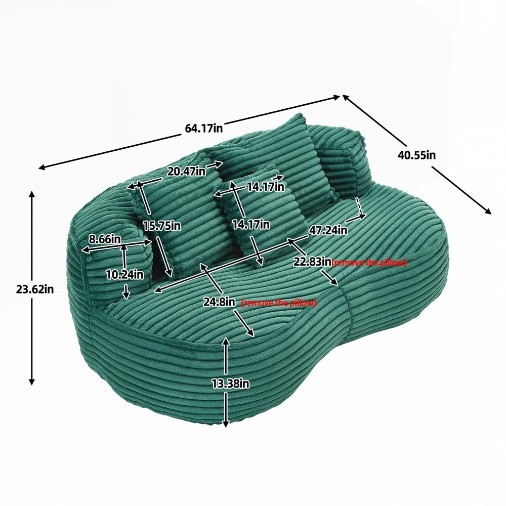 Canapé paresseux, chaise longue confortable et durable, dossier haut, pouf, pour adultes et enfants - 2 places