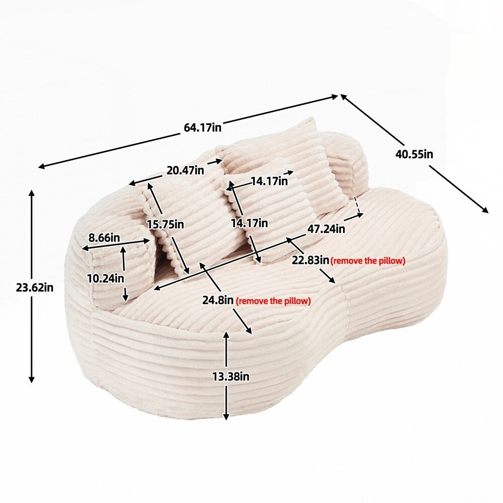 Canapé paresseux, chaise longue confortable et durable, dossier haut, pouf, pour adultes et enfants - 2 places