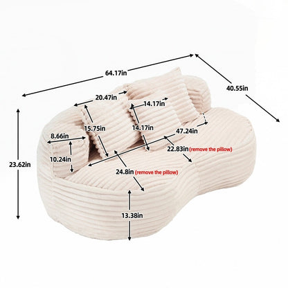 Canapé paresseux, chaise longue confortable et durable, dossier haut, pouf, pour adultes et enfants - 2 places