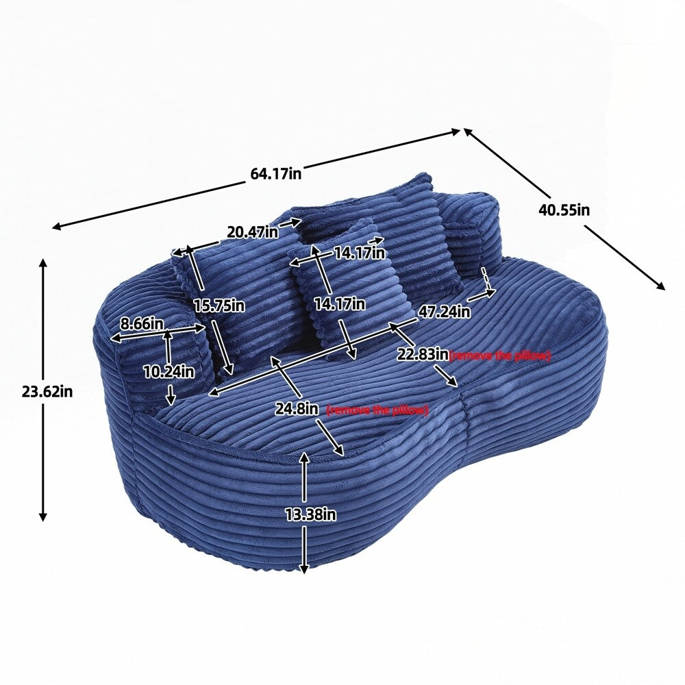 Canapé paresseux, chaise longue confortable et durable, dossier haut, pouf, pour adultes et enfants - 2 places