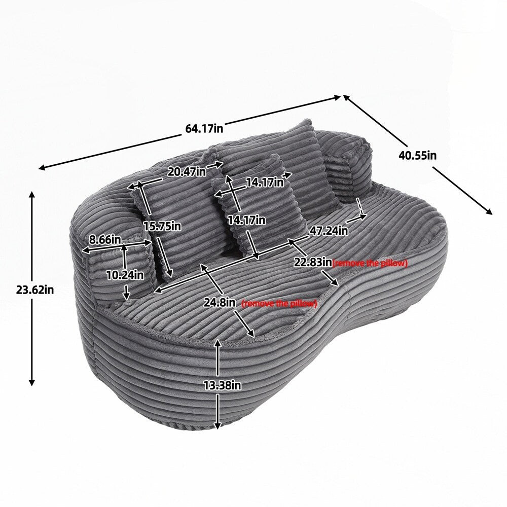 Canapé paresseux, chaise longue confortable et durable, dossier haut, pouf, pour adultes et enfants - 2 places