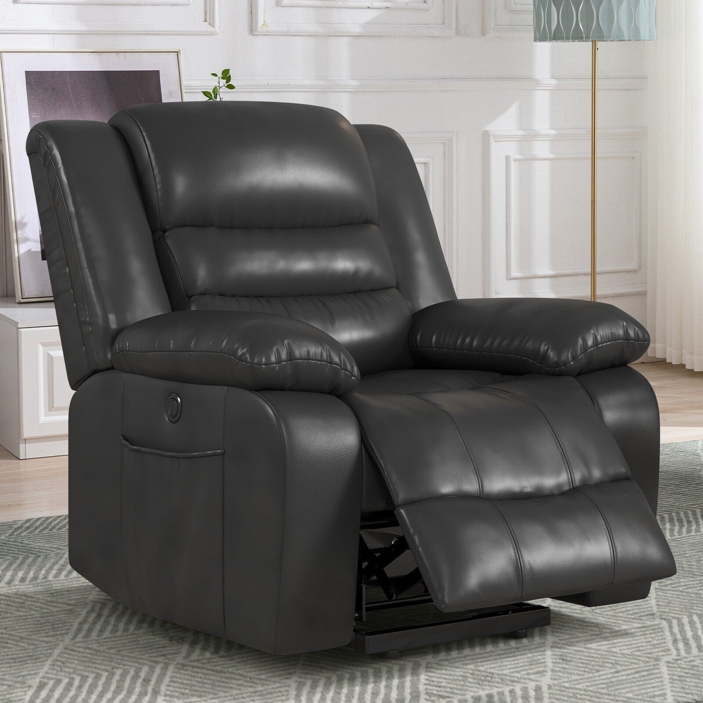 Fauteuil inclinable releveur en cuir avec double moteur, fauteuils inclinables électriques surdimensionnés avec massage et chauffage électriques