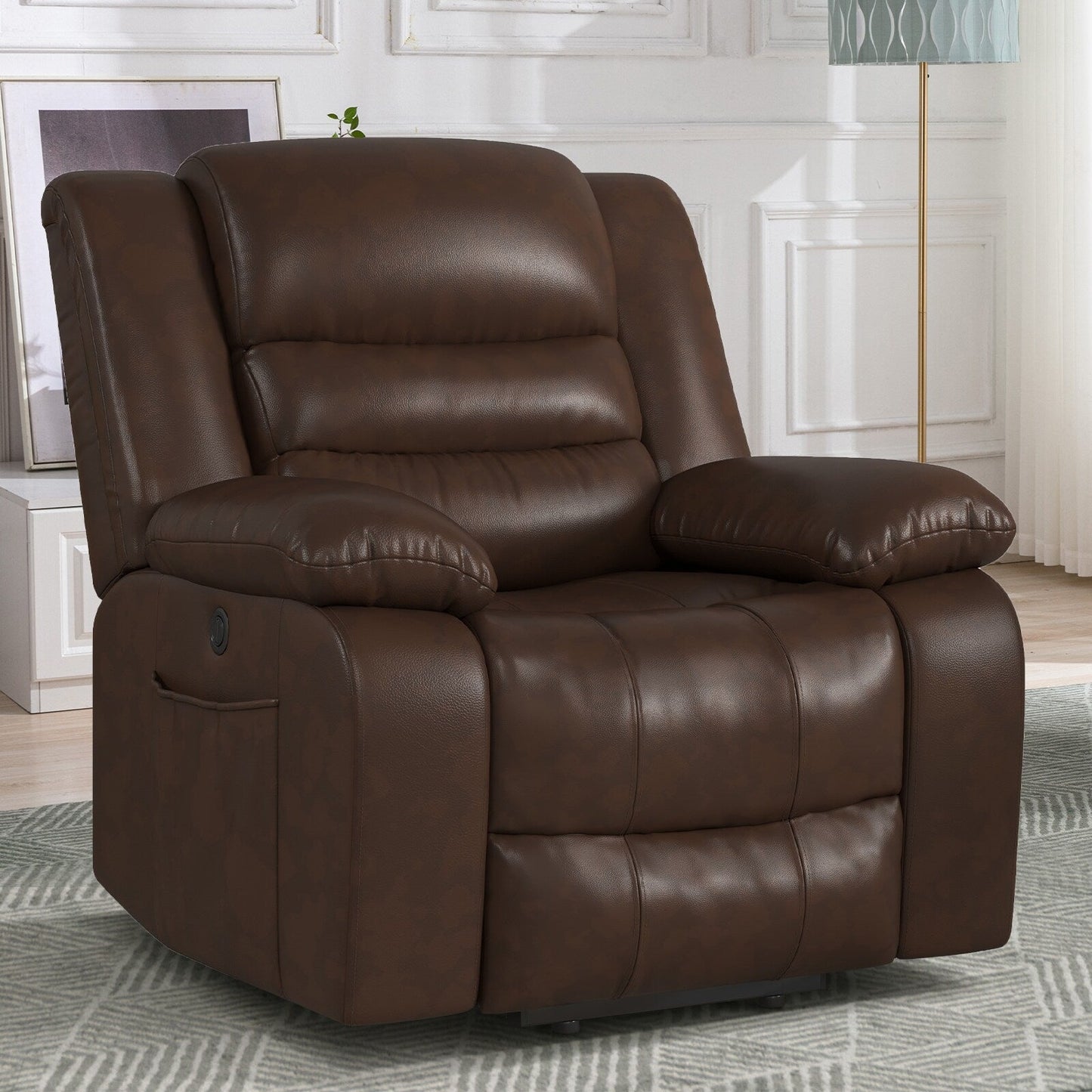 Fauteuil inclinable releveur en cuir avec double moteur, fauteuils inclinables électriques surdimensionnés avec massage et chauffage électriques