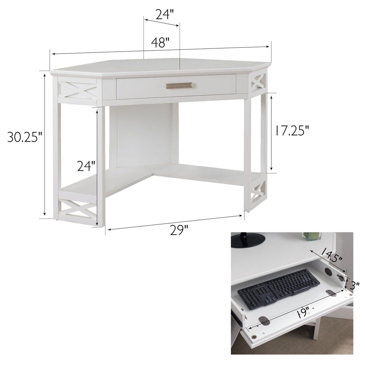 Bureau d'écriture d'angle Mission de Leick Home
