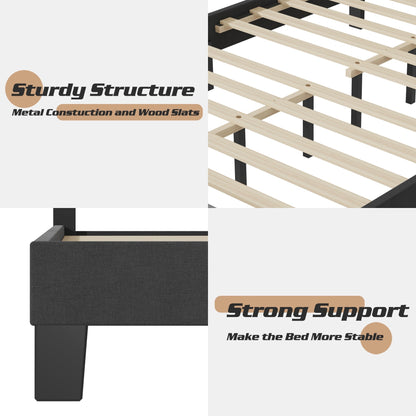 Lifezone - Cadre de lit à plateforme capitonné réglable, taille Queen