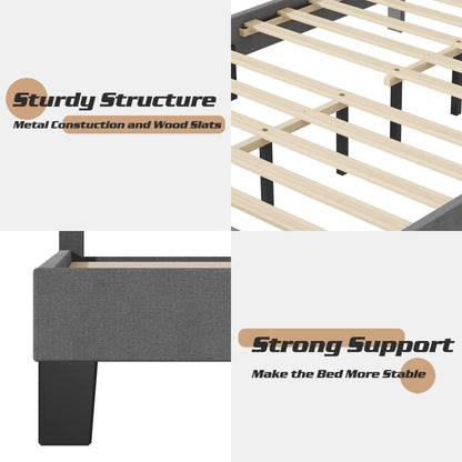 Lifezone - Cadre de lit à plateforme capitonné réglable, taille Queen