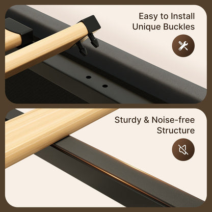 Cadre de lit coffre relevable, cadre de lit plateforme recouvert de tissu avec système de rangement hydraulique et tête de lit.