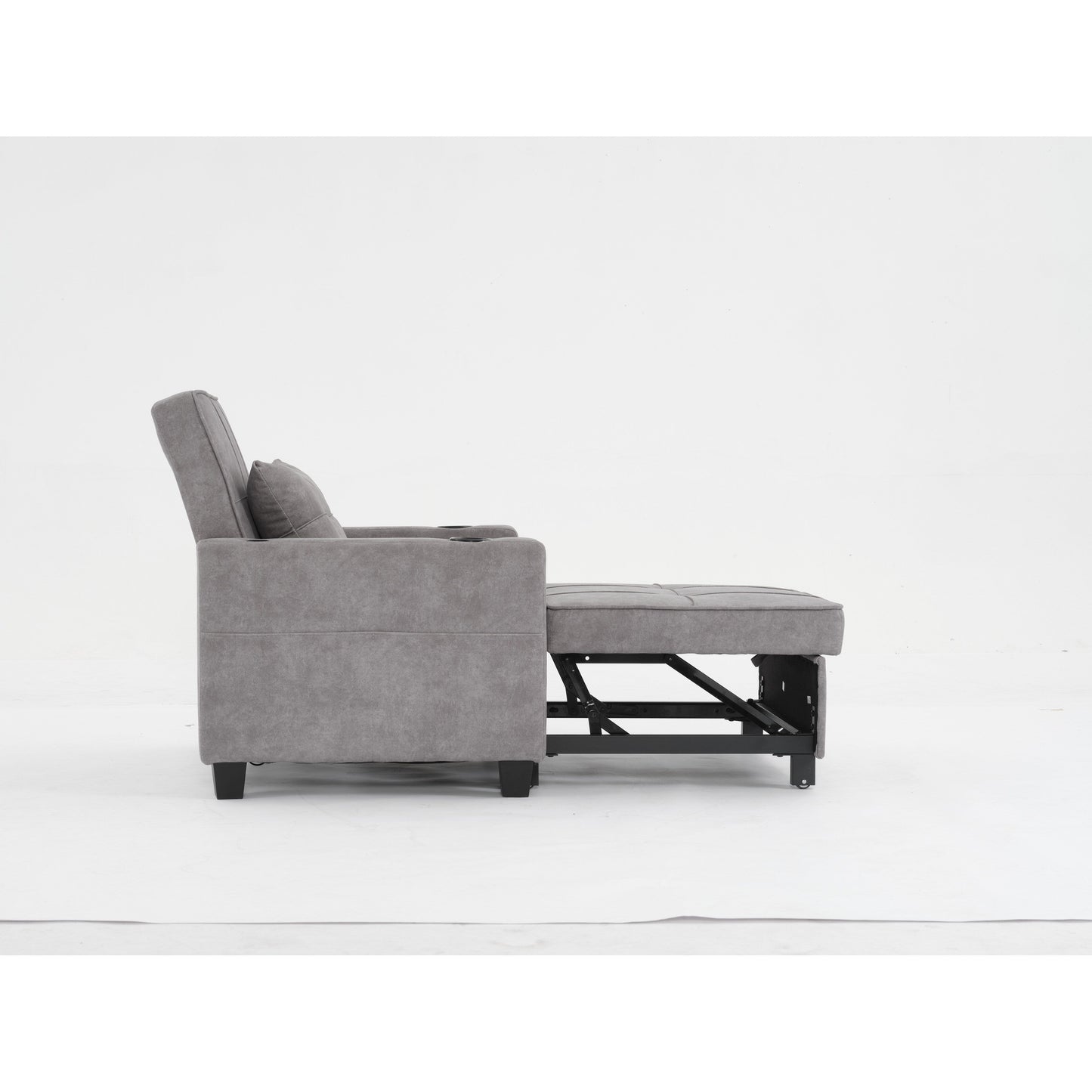 Canapé-lit convertible 3-en-1, gris clair, en tissu Tech Clothr 68.12, avec ports USB et résistant à l'usure, pour salon.