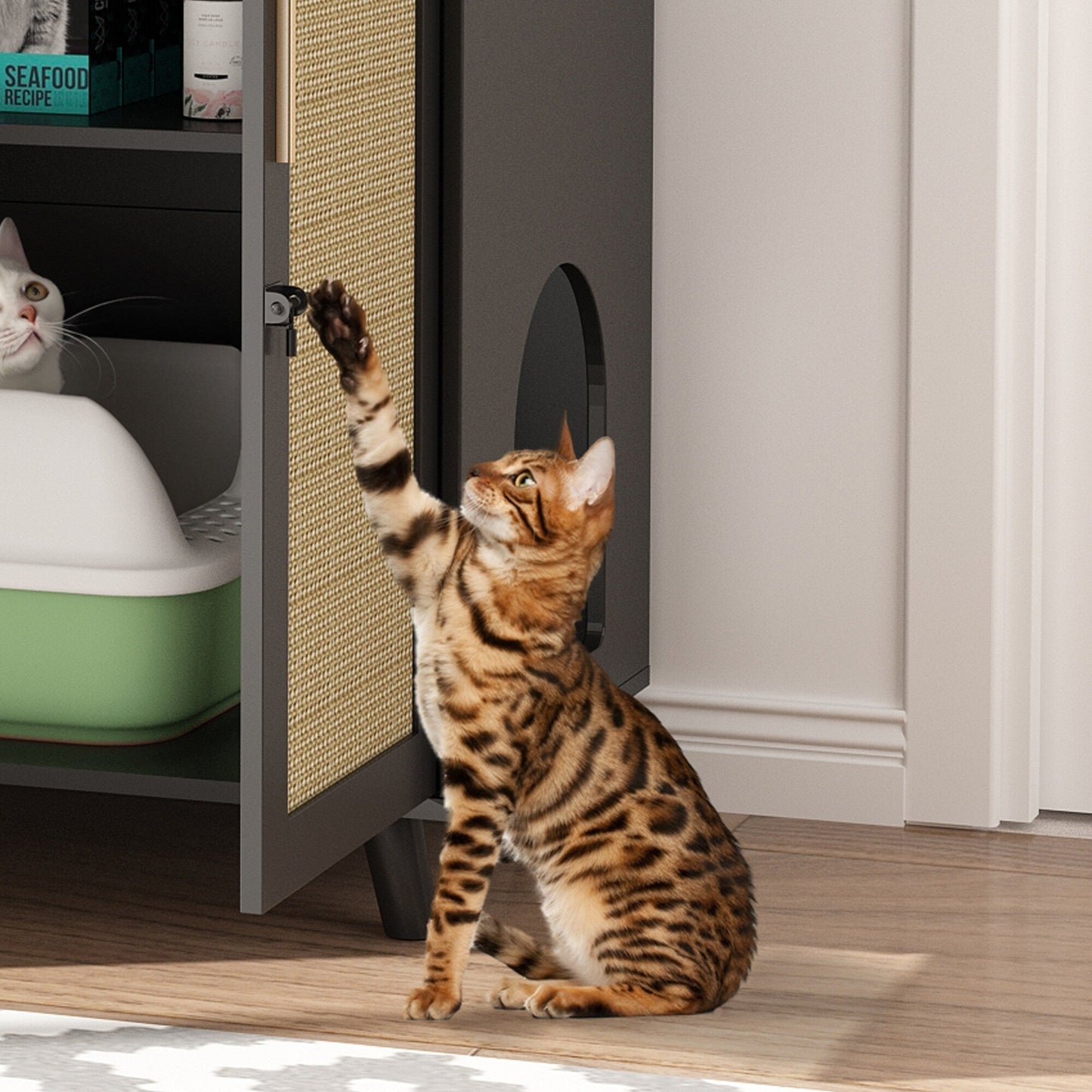 Abri pour litière, meuble pour litière de chat, table d'appoint, table de canapé