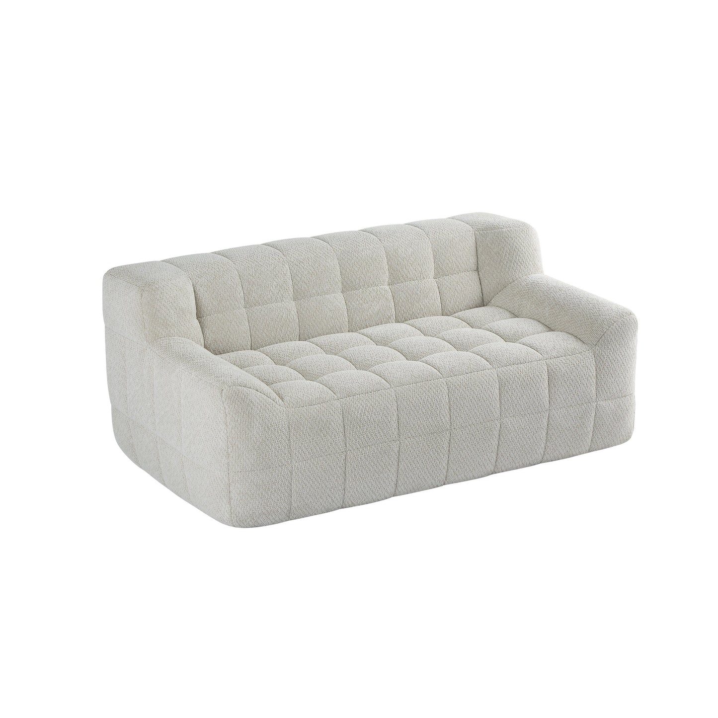 Canapé 2 places Liyasi en velours lychee beige, entièrement compressé, aucun assemblage requis.