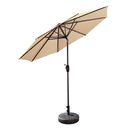 Parasol de terrasse Lopes de 2,7 m avec pied à poids à finition bronze inclus.