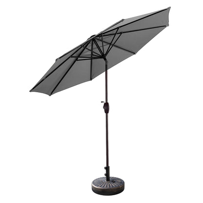 Parasol de terrasse Lopes de 2,7 m avec pied à poids à finition bronze inclus.