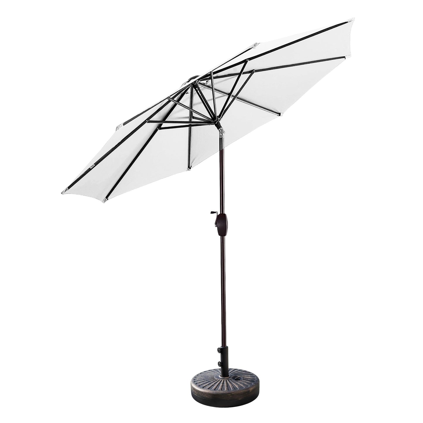 Parasol de terrasse Lopes de 2,7 m avec pied à poids à finition bronze inclus.
