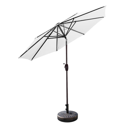 Parasol de terrasse Lopes de 2,7 m avec pied à poids à finition bronze inclus.