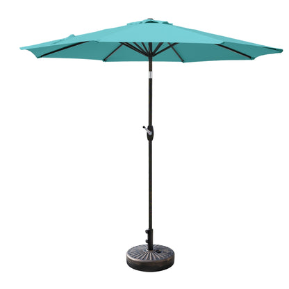Parasol de terrasse Lopes de 2,7 m avec pied à poids à finition bronze inclus.
