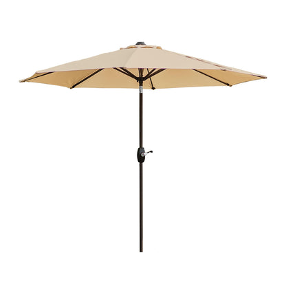 Parasol de terrasse Lopes de 2,7 m avec pied à poids à finition bronze inclus.