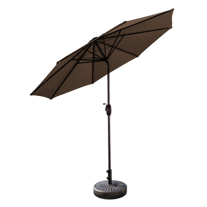 Parasol de terrasse Lopes de 2,7 m avec pied à poids à finition bronze inclus.