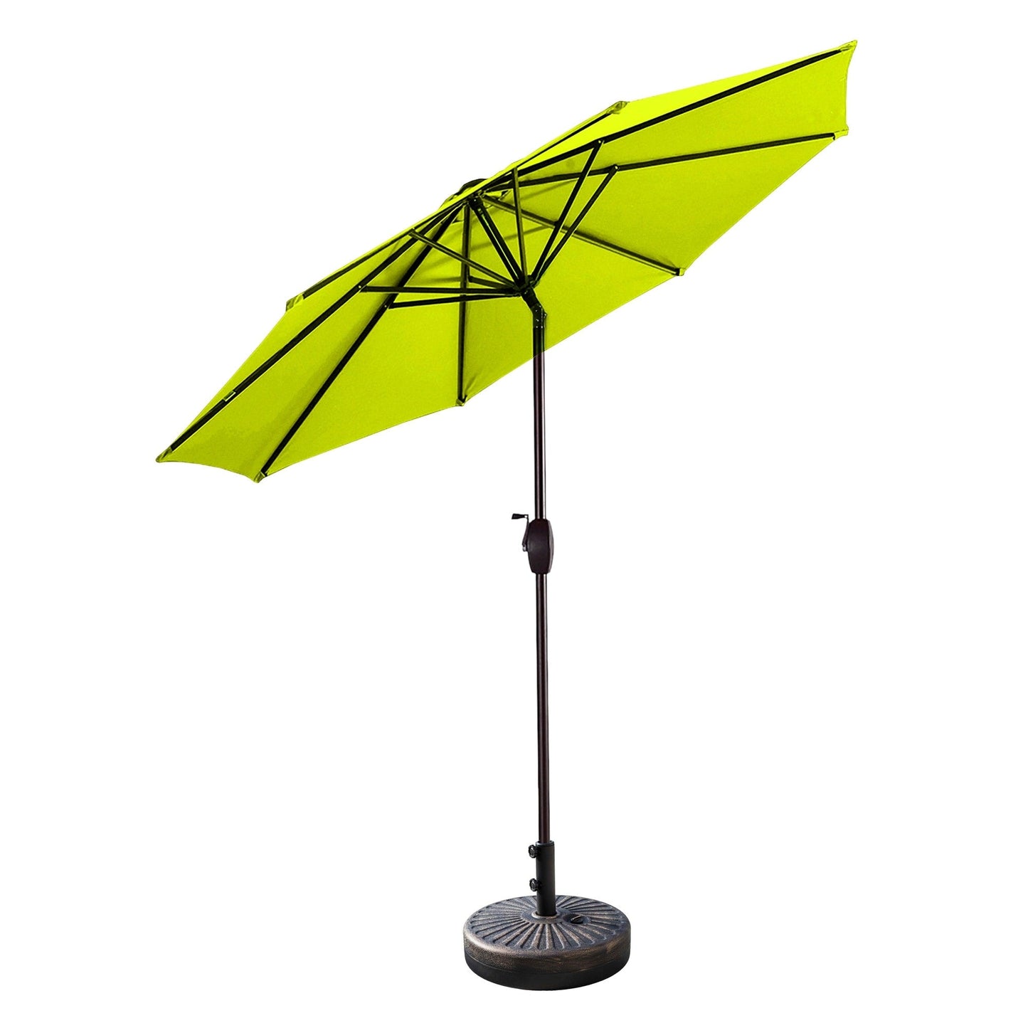 Parasol de terrasse Lopes de 2,7 m avec pied à poids à finition bronze inclus.