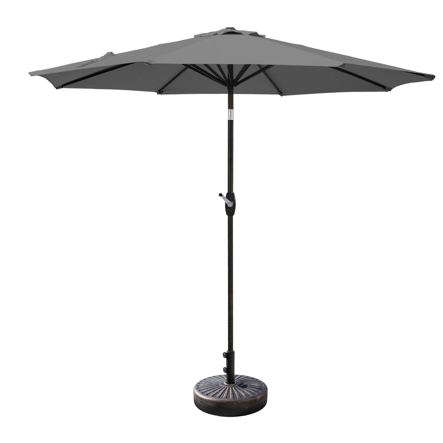 Parasol de terrasse Lopes de 2,7 m avec pied à poids à finition bronze inclus.