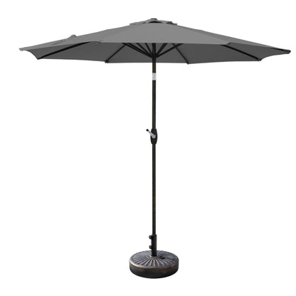 Parasol de terrasse Lopes de 2,7 m avec pied à poids à finition bronze inclus.