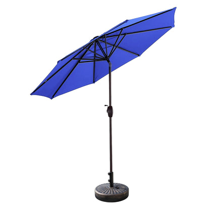 Parasol de terrasse Lopes de 2,7 m avec pied à poids à finition bronze inclus.