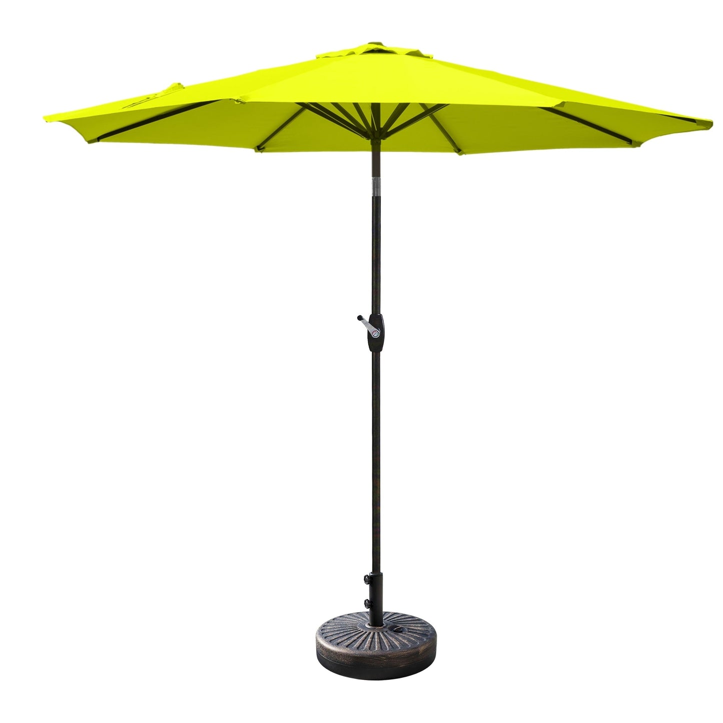 Parasol de terrasse Lopes de 2,7 m avec pied à poids à finition bronze inclus.