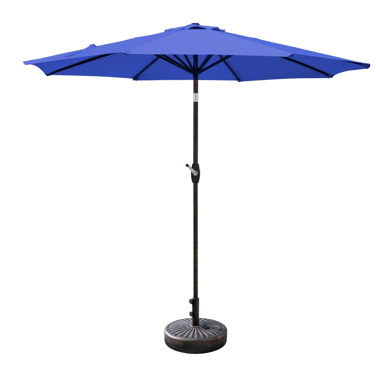 Parasol de terrasse Lopes de 2,7 m avec pied à poids à finition bronze inclus.