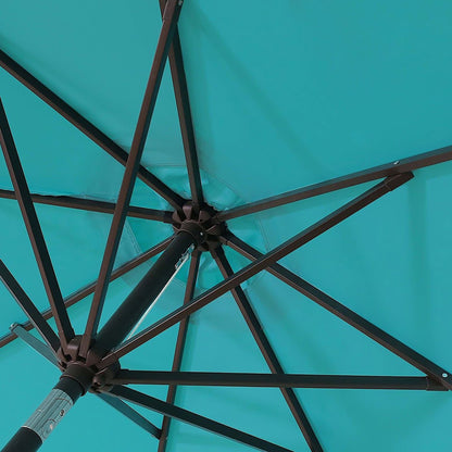 Parasol de terrasse Lopes de 2,7 m avec pied à poids à finition bronze inclus.