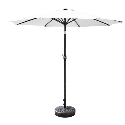 Parasol de terrasse Lopes de 2,7 m avec pied à poids à finition bronze inclus.