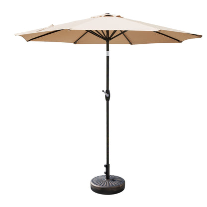 Parasol de terrasse Lopes de 2,7 m avec pied à poids à finition bronze inclus.