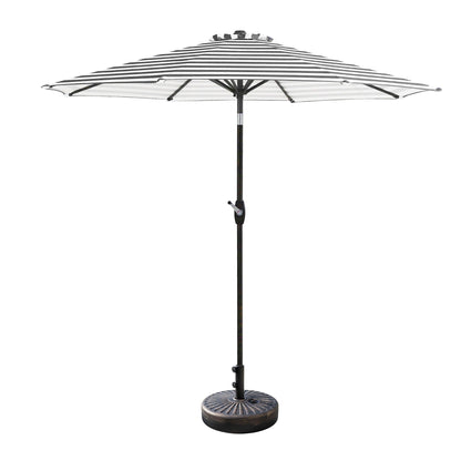 Parasol de terrasse Lopes de 2,7 m avec pied à poids à finition bronze inclus.