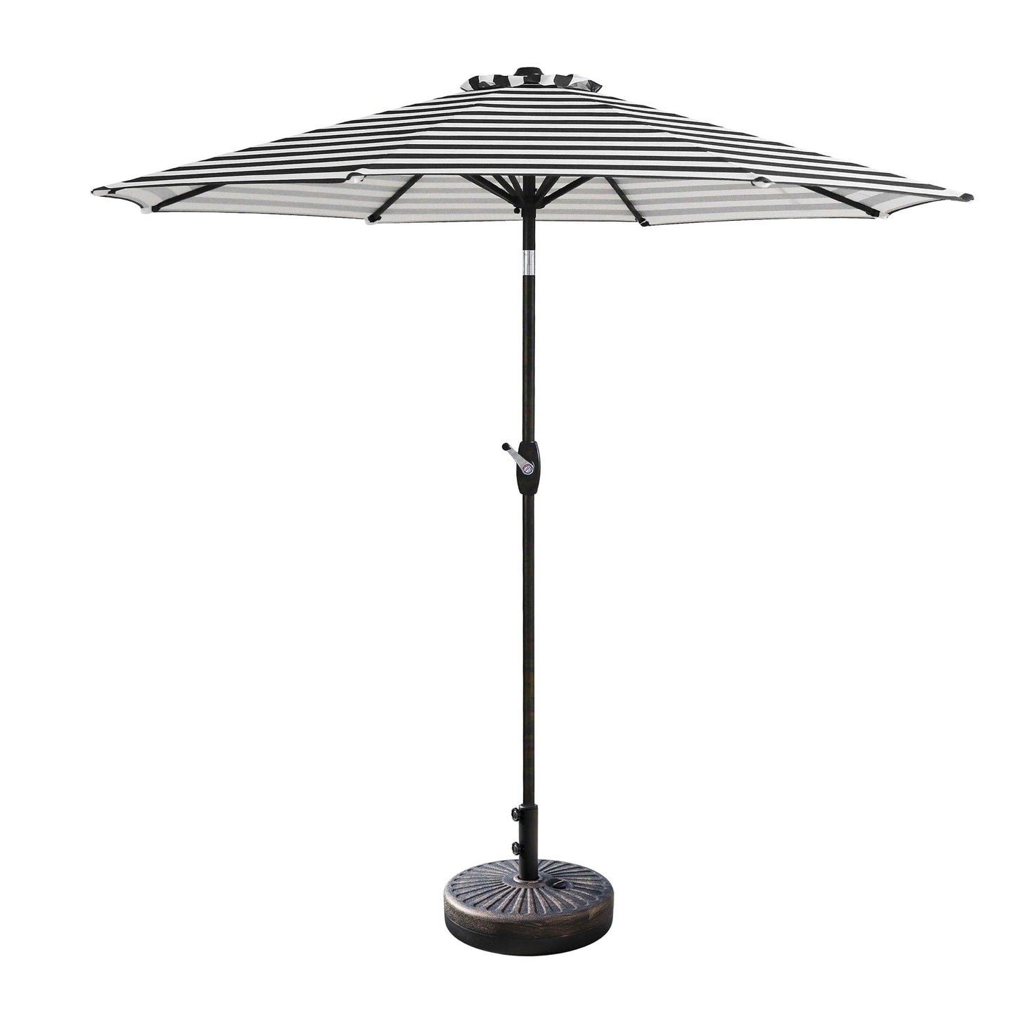 Parasol de terrasse Lopes de 2,7 m avec pied à poids à finition bronze inclus.