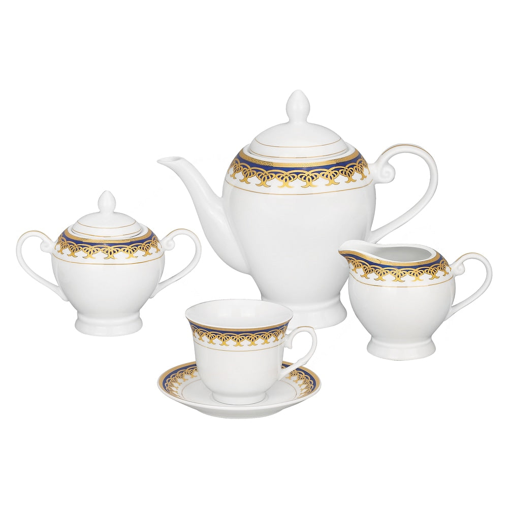 Service de table en porcelaine Lorren Home Trends, 57 pièces, avec accents dorés et bleus