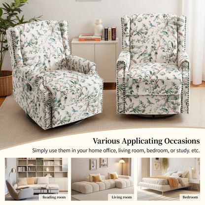 Lot de 2 chaises inclinables à bascule pivotantes à commande manuelle avec dossier inclinable, motif, 73,7 cm de largeur.