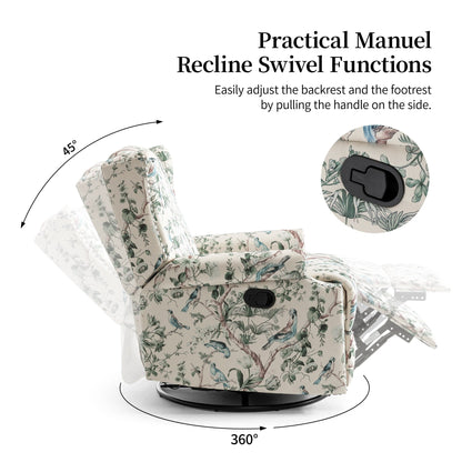 Lot de 2 chaises inclinables à bascule pivotantes à commande manuelle avec dossier inclinable, motif, 73,7 cm de largeur.