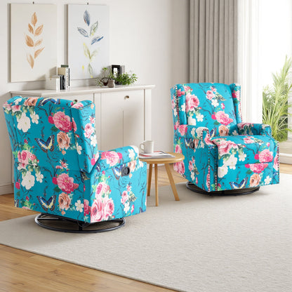 Lot de 2 chaises inclinables à bascule pivotantes à commande manuelle avec dossier inclinable, motif, 73,7 cm de largeur.