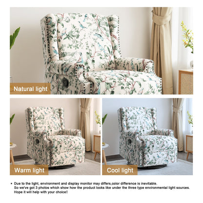 Lot de 2 chaises inclinables à bascule pivotantes à commande manuelle avec dossier inclinable, motif, 73,7 cm de largeur.