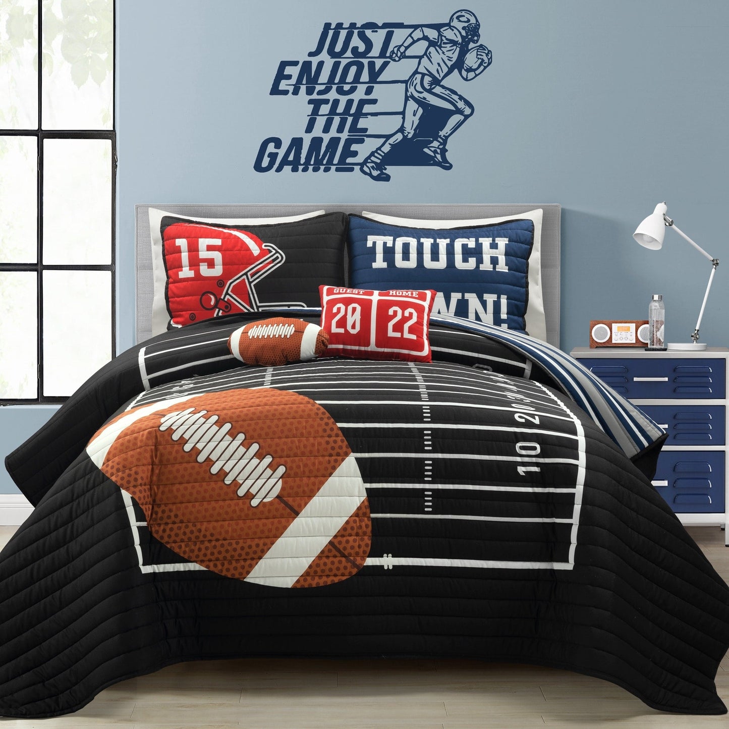 Lush Decor Drap de couette réversible pour enfant surdimensionné à motif de football américain
