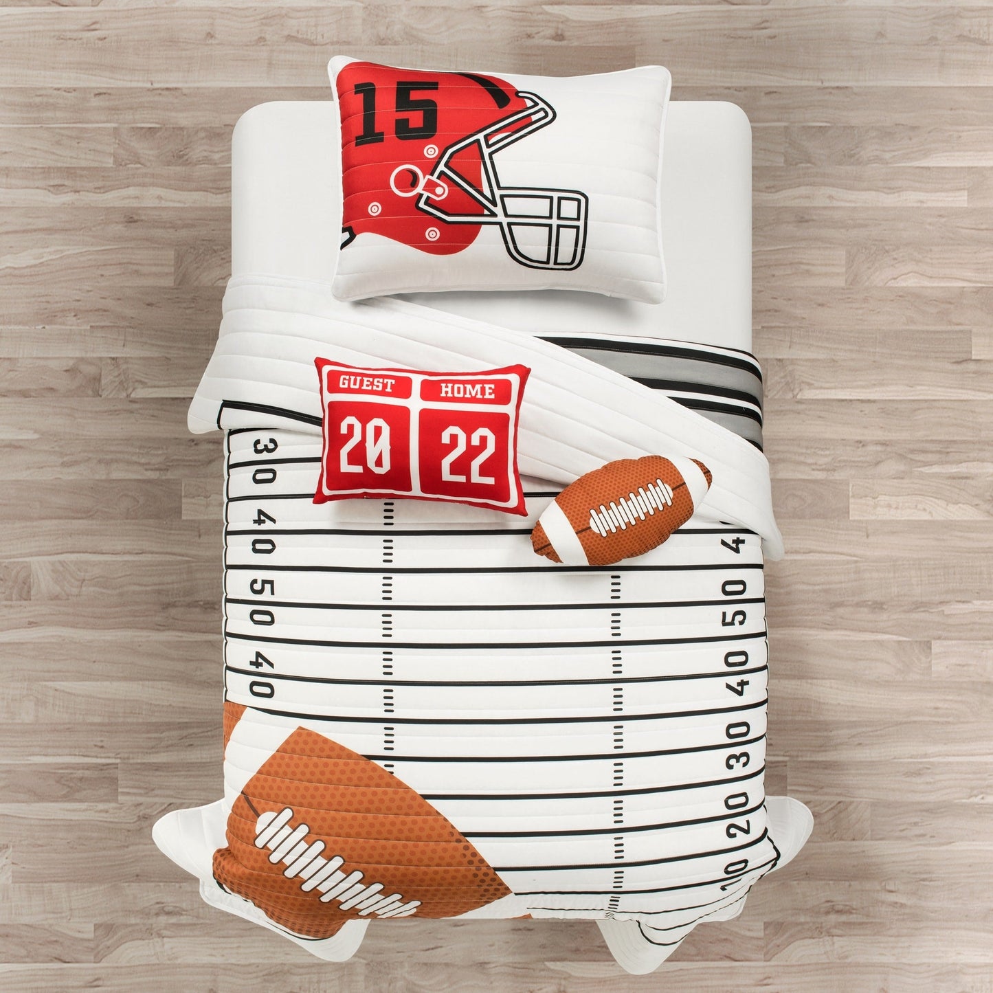 Lush Decor Drap de couette réversible pour enfant surdimensionné à motif de football américain